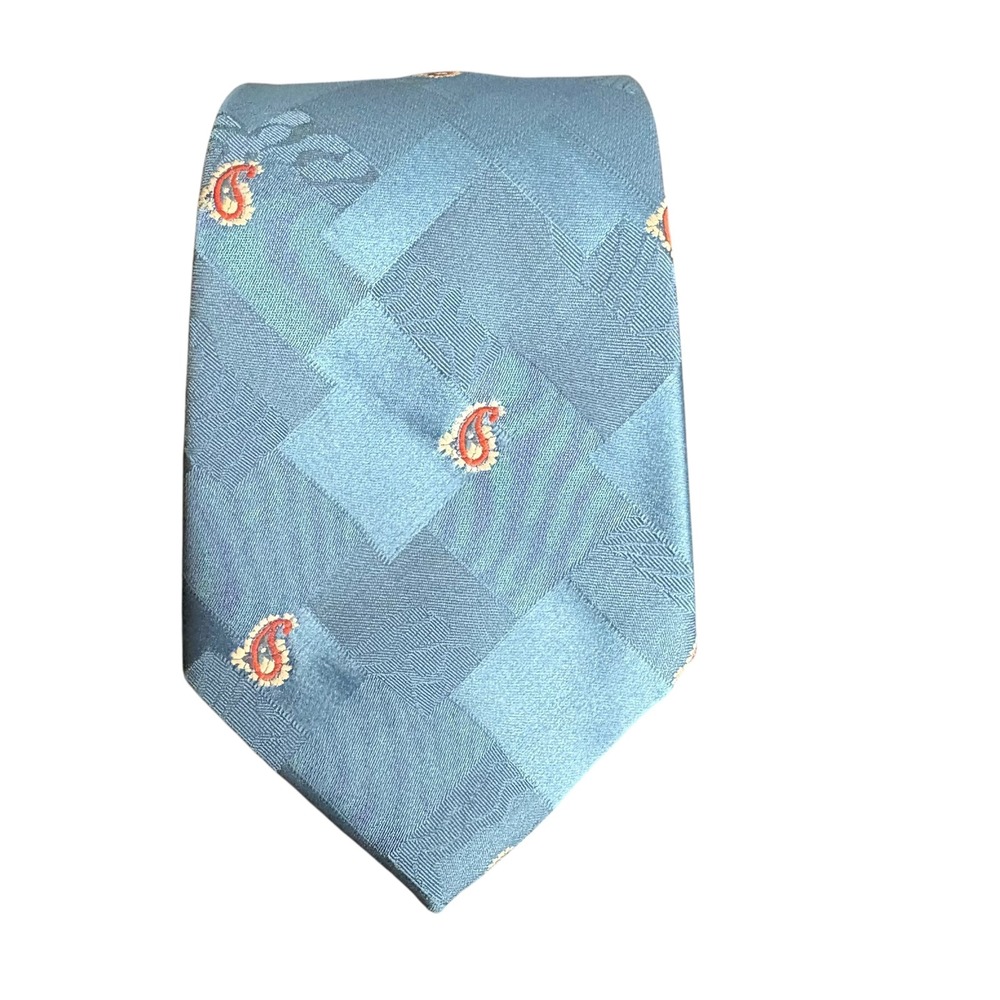 John Remington Men's Necktie Blue Paisley Geometric‎ Pattern Classic 53.5" x 3"